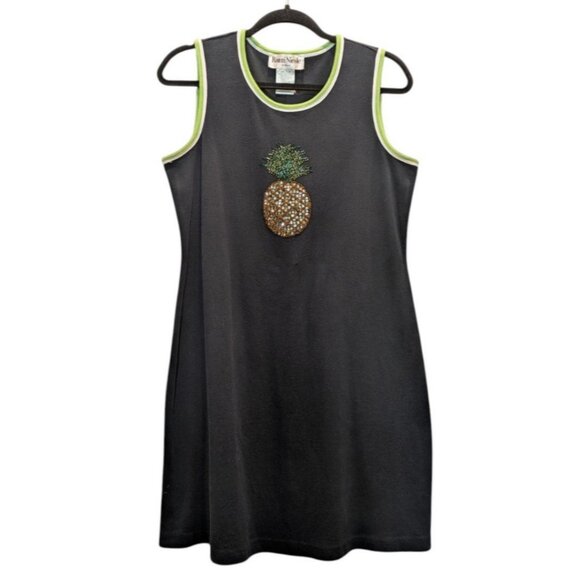 Ronni Nicole Dresses & Skirts - Ronnie Nicole By Ouida Sequin Beaded Pineapple Mini Dress Large Sleeveless Black